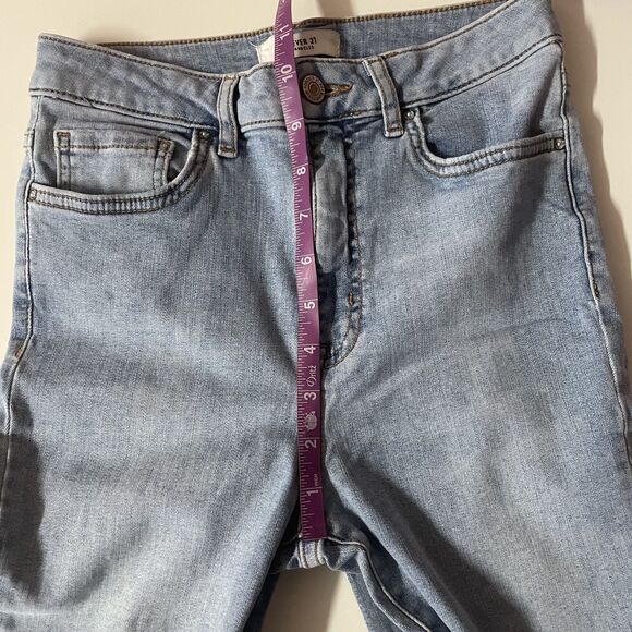 Forever 21 Light Wash Blue High Waisted Knee-Slit Skinny Jeans Size 27 EUC - Picture 6 of 12